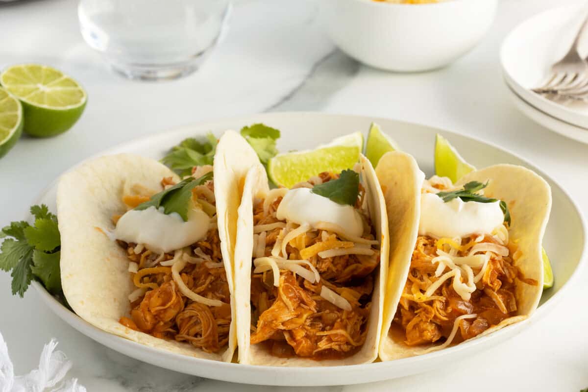 crockpot chicken fajitas on a white plate