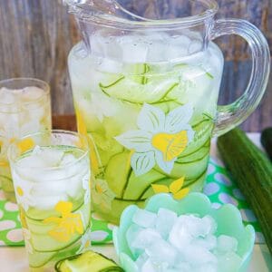 Cucumber Water in a Pitcher with Ice