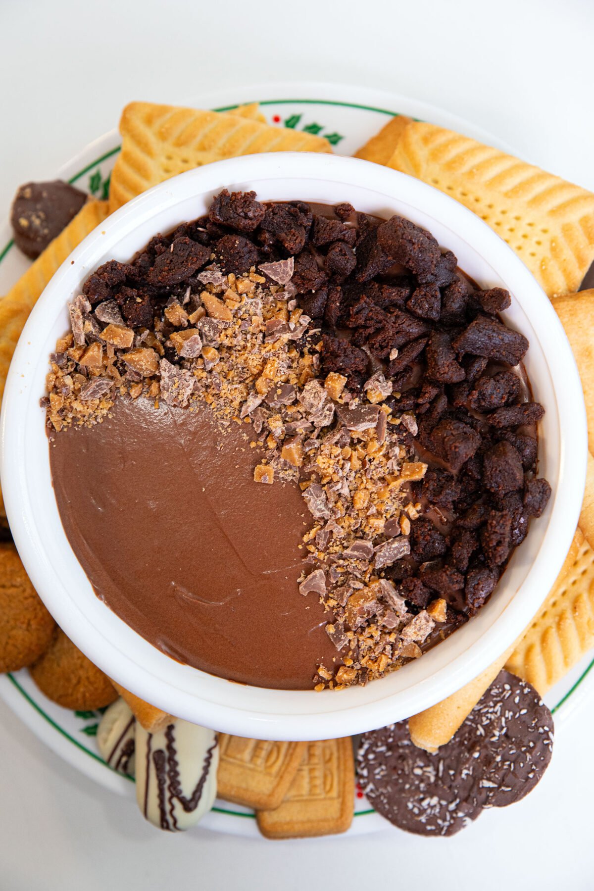 Top down photo of a bowl of Death by Chocolate Dessert Dip