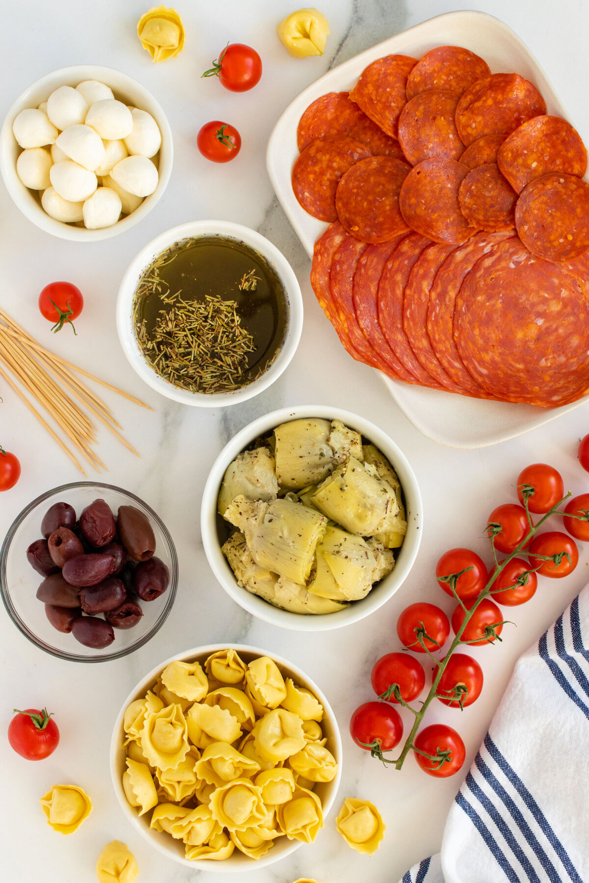 ingredients for antipasto skewers