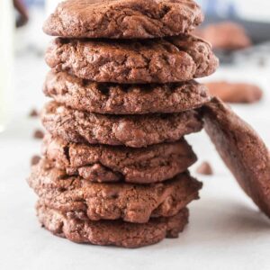 close up stack of Mint Chocolate Chip Cookies