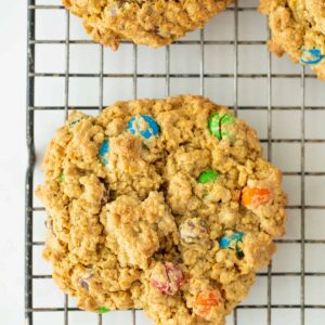 monster cookies on a cooling rack