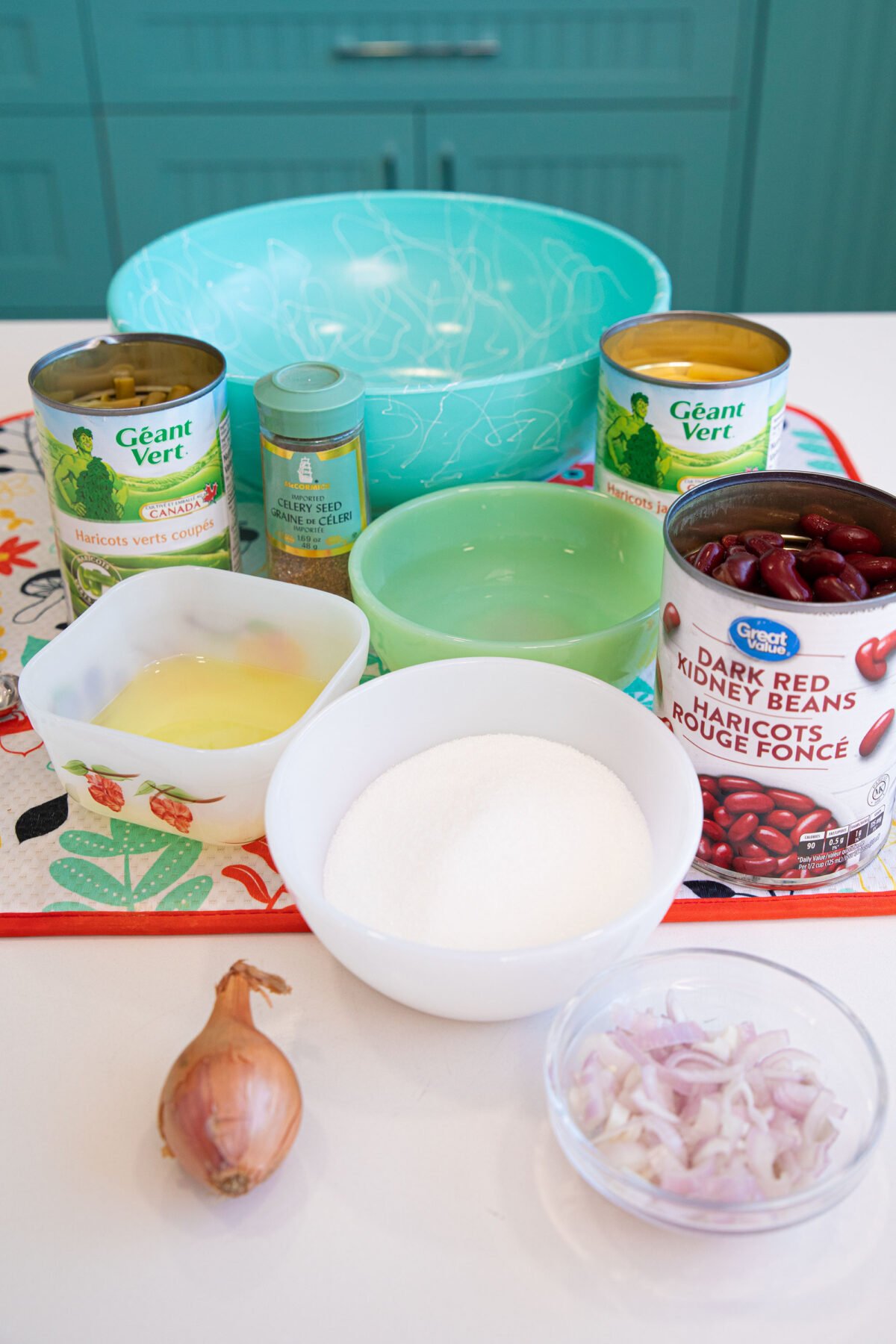 ingredients for three bean salad