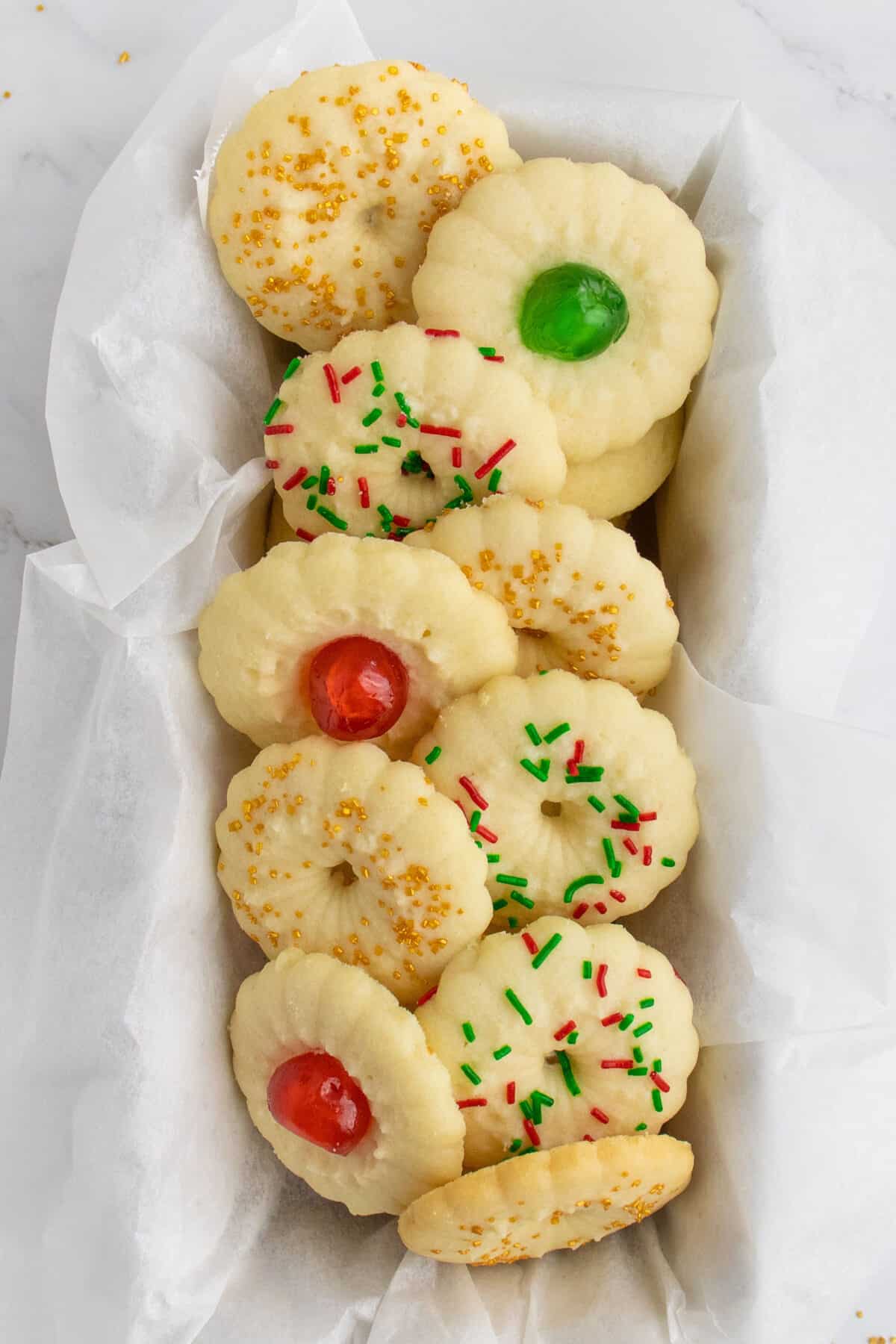 a basket of shortbread cookies