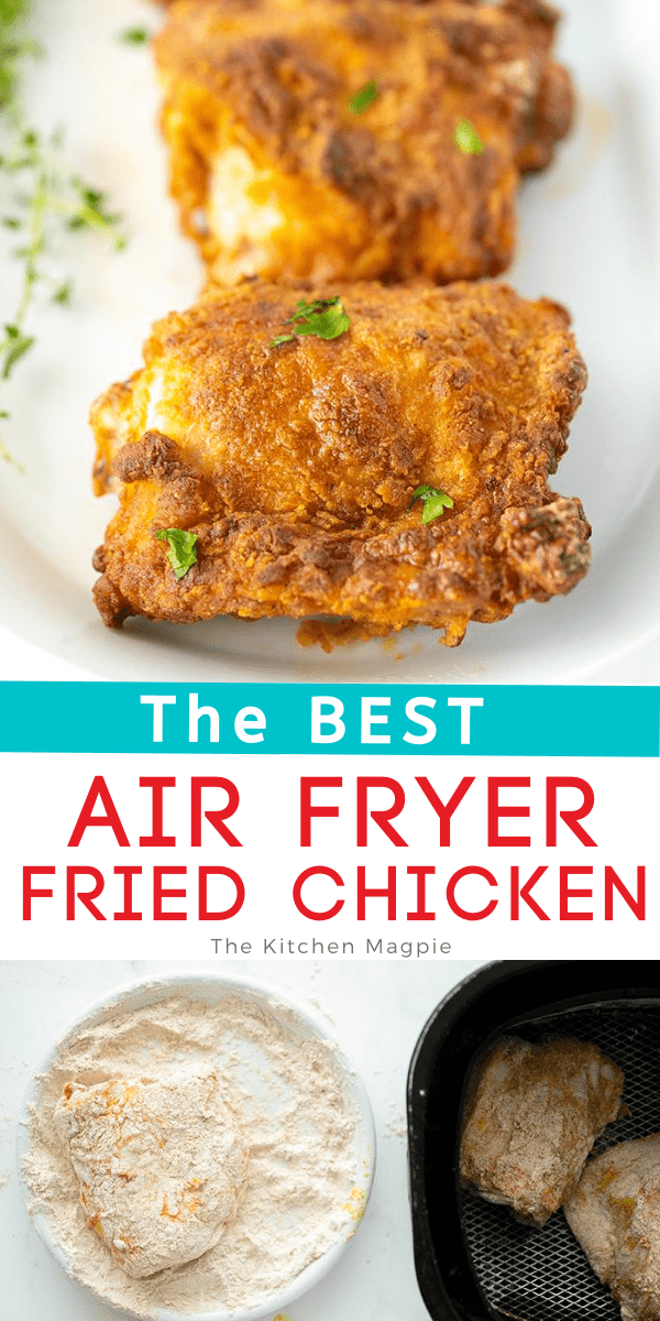 Need a delicious airfryer fried chicken recipe? Look no further, this air fryer chicken recipe is simple, delicious & the skin is so incredibly tasty! #chicken #airfryer #friedchicken