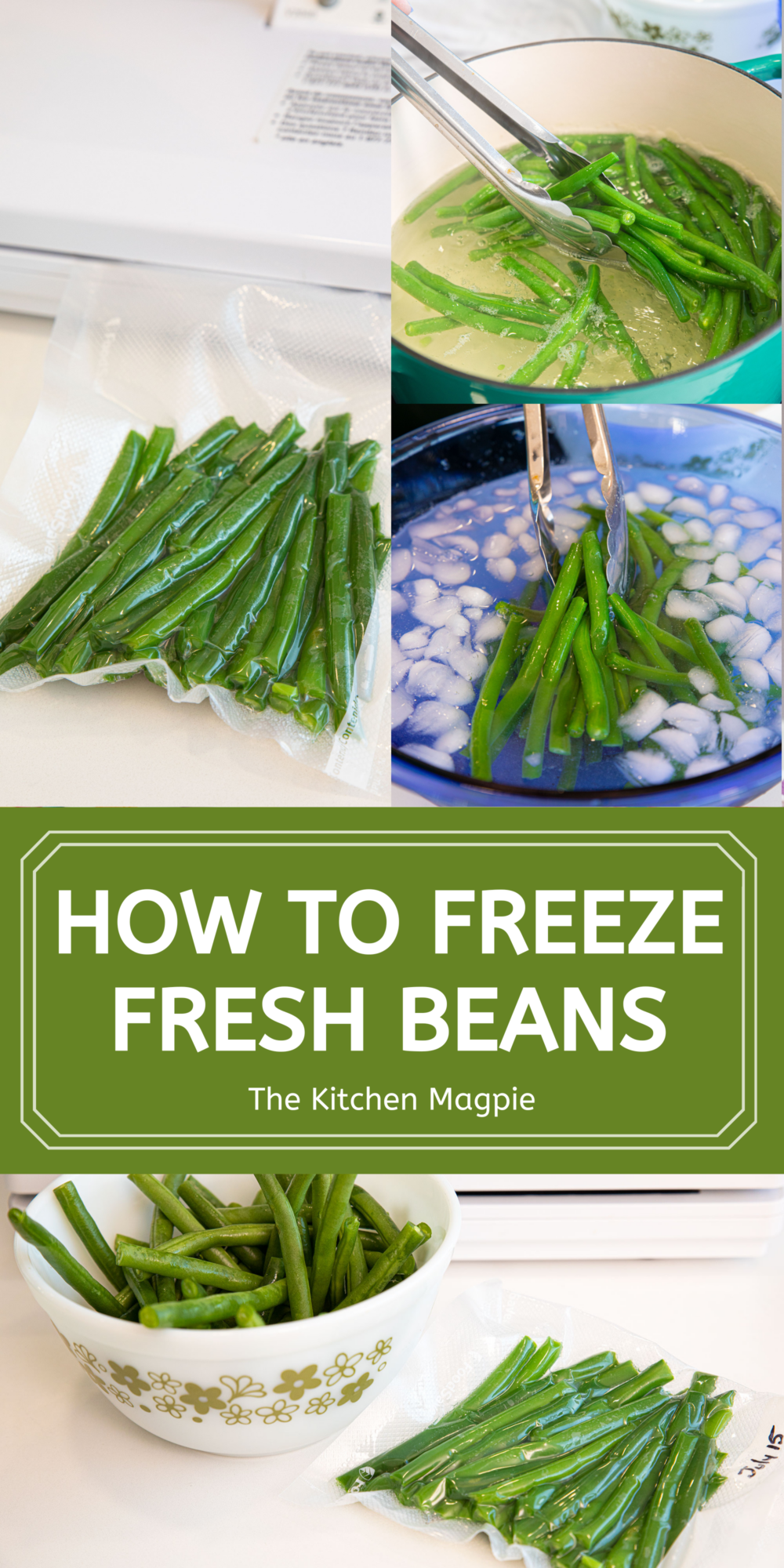 Step by step how to freeze fresh green beans. This is a great way to save the bounty of your summer garden to eat during the winter months.